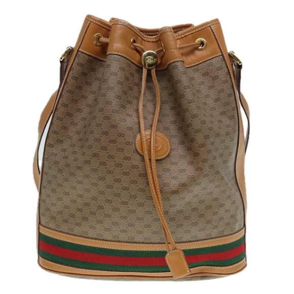 GUCCI Micro GG Supreme Web Sherry Line Shoulder Bag PVC Brown Gold Auth 88809 - Picture 13 of 16